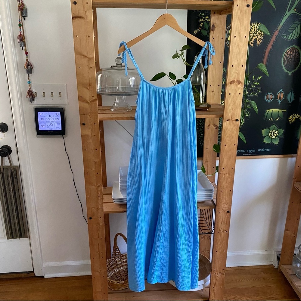 XiRENA Blue Cotton Gauze Joli Maxi Midi Dress XS - Picture 3 of 14